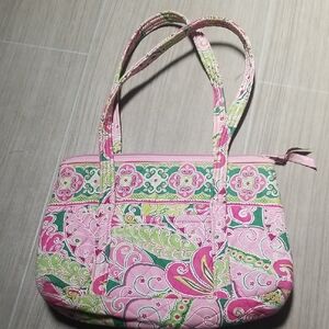 Vera Bradley Pink and Green Floral Shoulder Bag